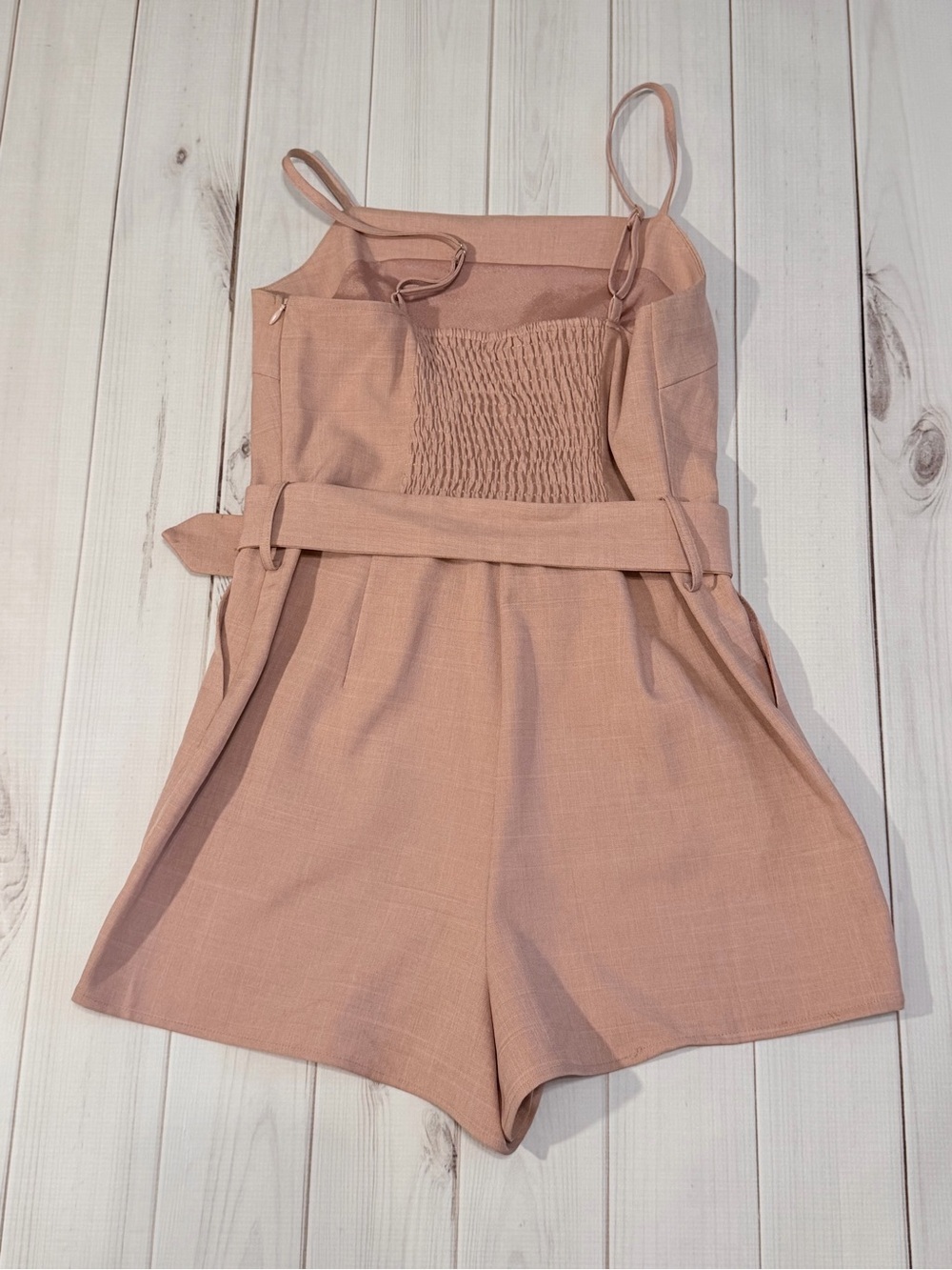 Spaghetti-Strap Belted Romper in Dusty Rose - Picture 3 of 6